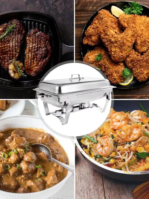 Chafing Dish Buffet Set 8QT Electric Stainless Steel 2/4/6Pack Full Size Pans Food Warmer Chafing Fuel Holder for Party Catering