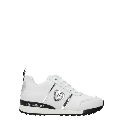 Love Moschino Logo-Embellished Leather Sneaker — White