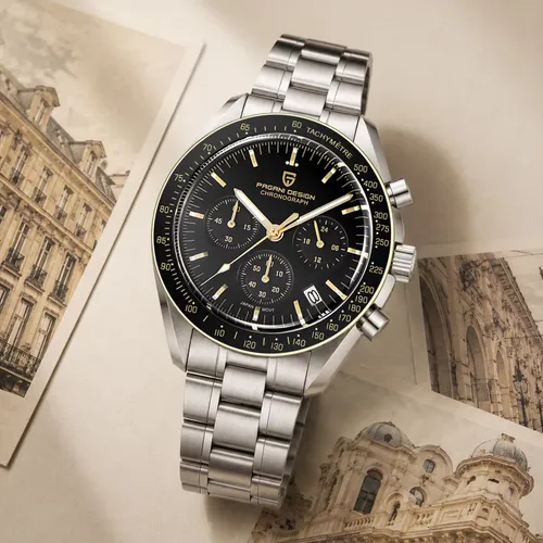 PAGANI DESIGN New Golden Watch Luxury Quartz Watches For Men Stainless Steel Luminous AR Sapphire Crystal Chronograph Man Gift Local Shipping