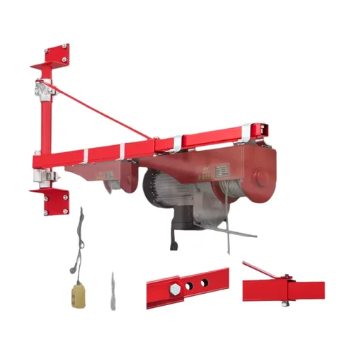 SucceBuy Electric Hoist Support Arm Swing Holder with Pole Steel Hoist Frame 180° Scaffold Winch Lifting Arm for Workshop Garage