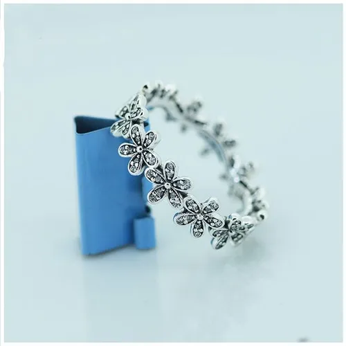 Compatible with European Pandora Jewelry Dazzling Daisy Meadow Silver Ring Original Wedding Rings 925 Sterling Silver Jewelry DIY Wholesale