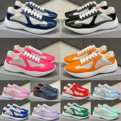 Designer Sneakers Mens womens cup shoes classic casual running shoes bright leather nylon outdoor trainers White black green yellow fashion Sports Trainer shoes
