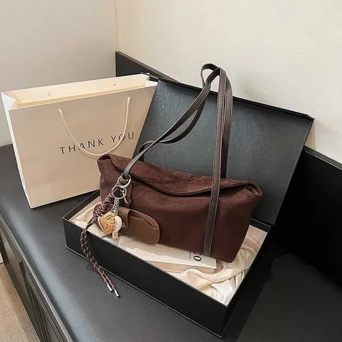New Suede Shoder Bag for Wen Hobo Purse Solid Color Faux Suede Handbag With Inner Pocket Sahel Bag for Work Shopping Y251209