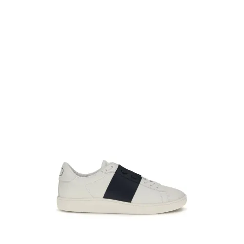 Valentino Garavani Contrast-Panel Calf Leather Sneaker — White