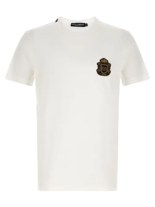 Dolce & Gabbana Logo-Embroidered Cotton T-Shirt — White