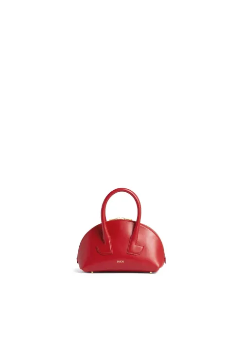 Patou Smooth Calf Leather Bowling Bag — Red