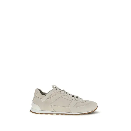 Brunello Cucinelli Calf Leather Low-Top Sneaker — Beige