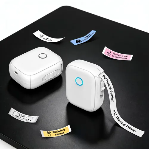 Portable Mini Printer Marklife P12 Thermal Printer Adhesive Sticker Labeling Machine P12 Label Maker or 1PK Continues Label Tape