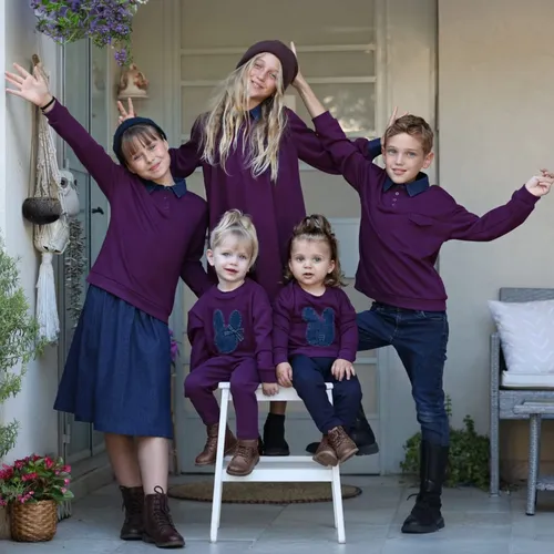 2026 Mali's AW Family Matching Outfits Boys Sweatshirt Denim Collar Dress Baby Printed Set Fashion Children Clothing Kids Top