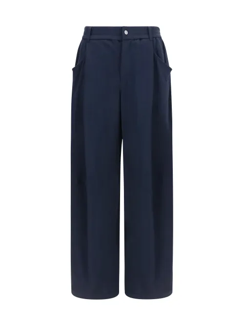 Brunello Cucinelli Sporty Wide-Leg Trousers — Navy