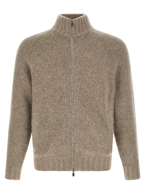 Brunello Cucinelli Cashmere and Silk Cardigan — Beige