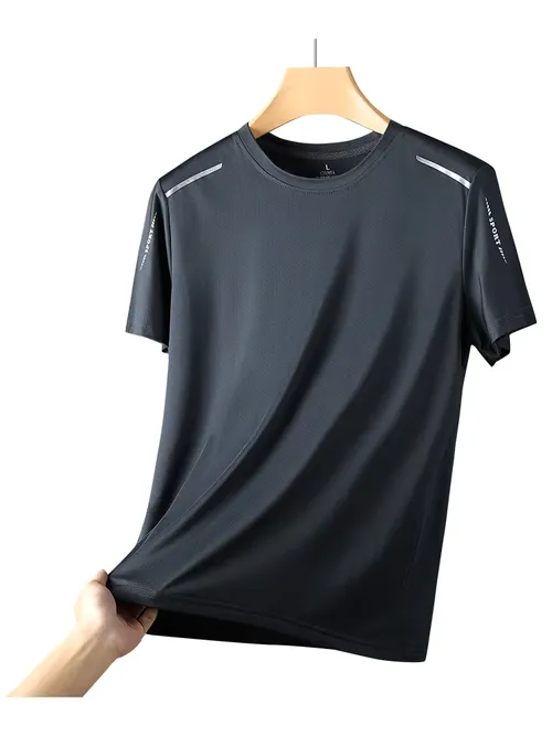 CHRLCK Men's Running Quick Drying T-shirts Breathable Hiking Fishing Tees Soft Elasticity Outdoor Sports Short Shirt Summer