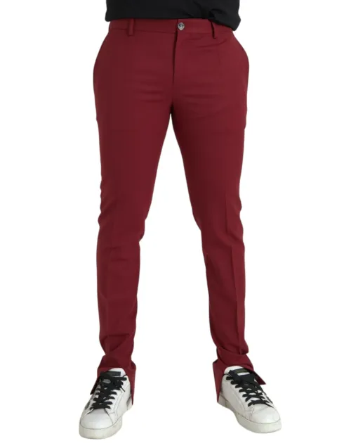 Dolce & Gabbana Wool Slim Fit Trousers — Red
