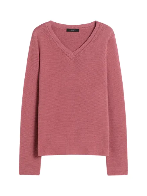 Weekend Maxmara V-Neck Cotton Sweater — Pink