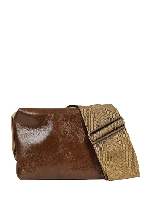 Uma Wang Soft Calfskin Leather Shoulder Bag — Brown