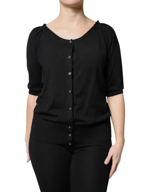 Dolce & Gabbana Virgin Wool Button-Down Blouse — Black