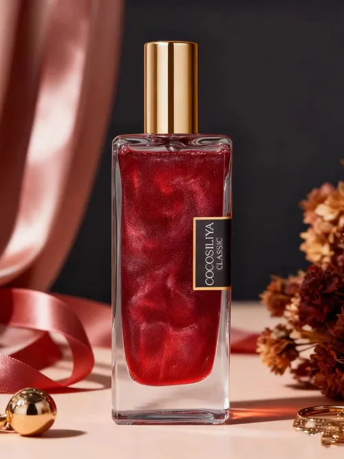50ml Berlin Girl Women Shimmer Quicksand Eau de Parfum, Long Lasting Rose Floral Perfume, Geranium Rose Patchouli Honey Scent, Elegant Red Glitter Bottle, Daily Dating Wedding Gift for Her
