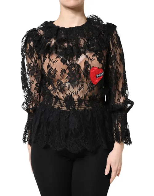 Dolce & Gabbana Floral Lace Blouse — Black