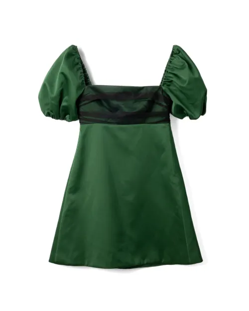 Viktor & Rolf Puff-Sleeve Taffeta Dress — Green