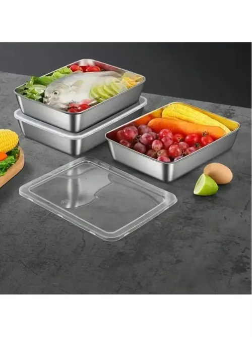 5‑Pack Premium Leak‑Proof Stainless Steel Food Storage Containers, 410 Heavy‑Duty Stainless Steel, Reusable Stackable Sealed‑Lid Boxes For Keeping Salads, Fruits, Meats & Veggies Fresh, Easy‑Clean Modern Design For Home & Commercial Kitchen
