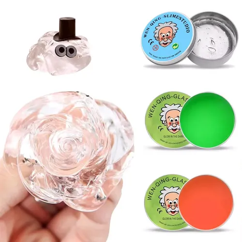 Lab Putty Crystal Clear Glass (1 Pack) Best Thinking Smart Crazy Stress Putty with Tin, Sensory & Bouncing Toy Children Gifts