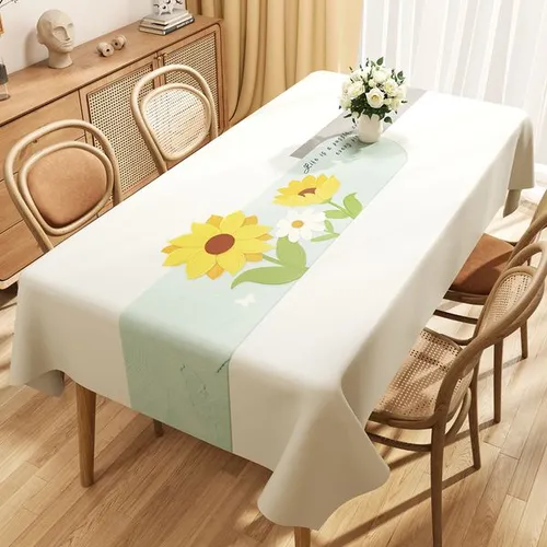 YL-39240 Custom Rectangular PVC Tablecloth Fresh Minimalist Style Waterproof Oil Proof and Maintenance Free