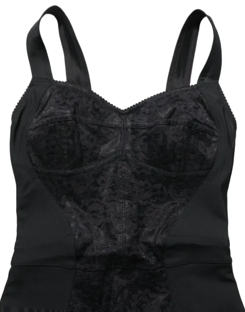 Dolce & Gabbana Floral Lace Corset Bodysuit — Black
