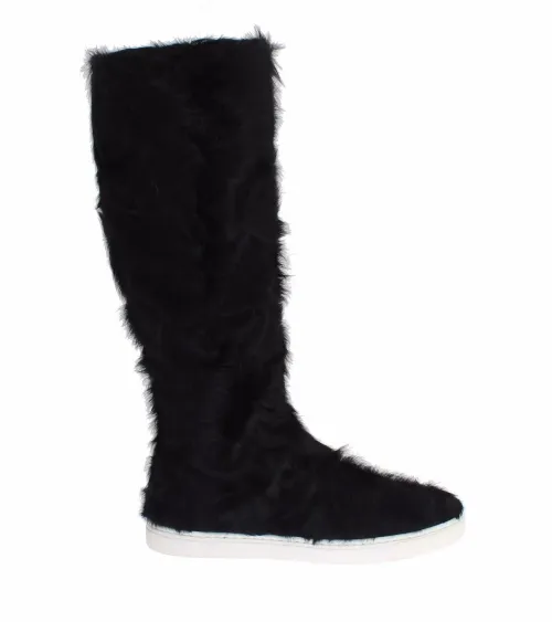 Dolce & Gabbana Xiangao Lamb Fur Boot — Black