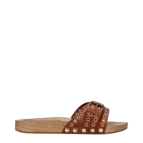 Isabel Marant Studded Leather Slipper — Brown