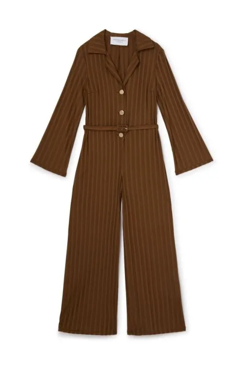 Viktor & Rolf Pinstriped Jumpsuit — Brown