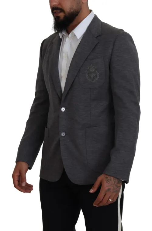 Dolce & Gabbana Wool Stretch Single-Breasted Blazer — Gray