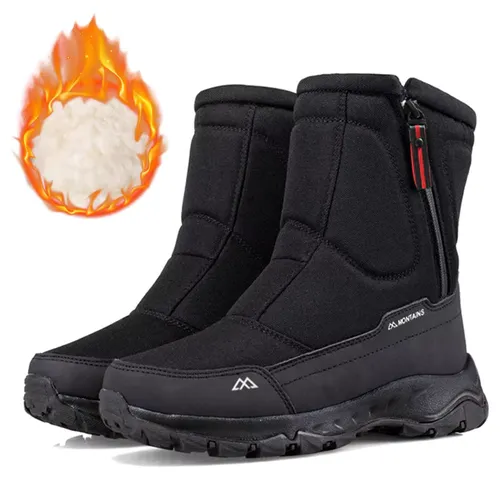 Large Size Winter Boots For Man Warm Plush Ankle Boots High-Top Comfortable Snow Boots Outdoor Winter Men's Shoes Zipper Boots