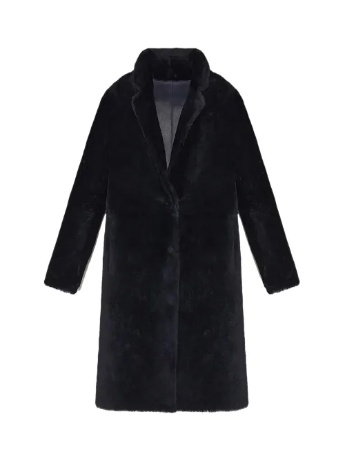 Yves Salomon Reversible Merino Shearling Coat — Black