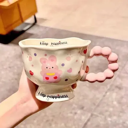 Cute Dog and Rabbit Mug Couple Ceramic Cup Mug for Coffee Tea Cups Personalized Gift Original Breakfast Cups Drinkware Beer Mugs M251206