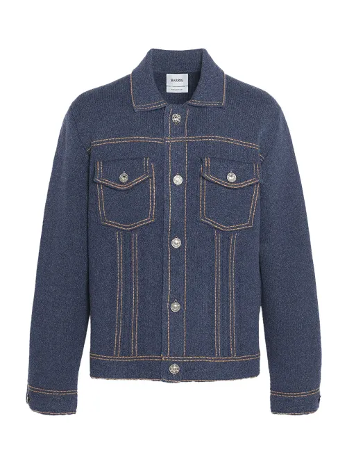 Barrie Denim Cashmere Cotton Blend Jacket — Blue