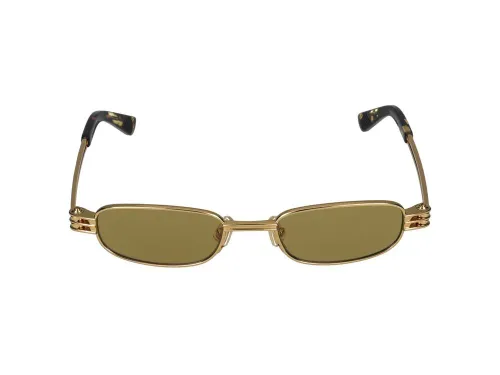 Bottega Veneta BV1381S Metal Rectangular Sunglasses — Gold