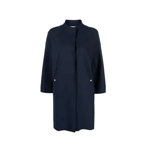 Herno Elastane Blend Coat — Navy