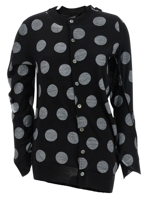 Junya Watanabe Polka-Dot Wool Cardigan — Black