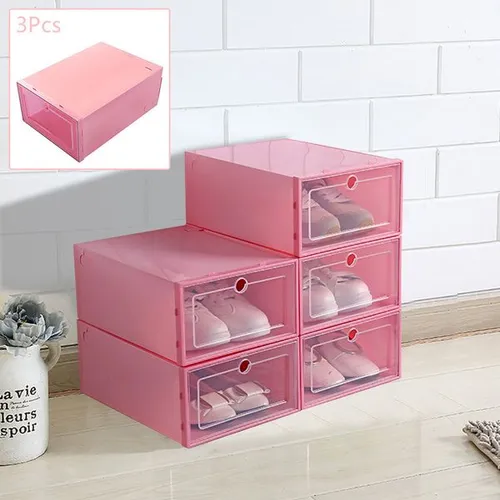 Transparent plastic folding shoe box in case of pile-up organiser 1/3 pcs for stacked shoes shoe storage shoe box