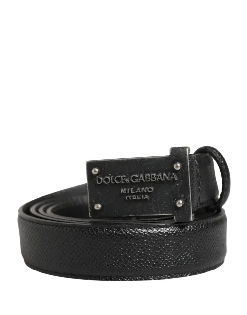 Dolce & Gabbana Logo-Plaque Metal Buckle Belt — Black