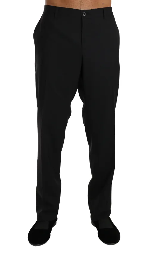 Dolce & Gabbana Wool Stretch Formal Trousers — Black
