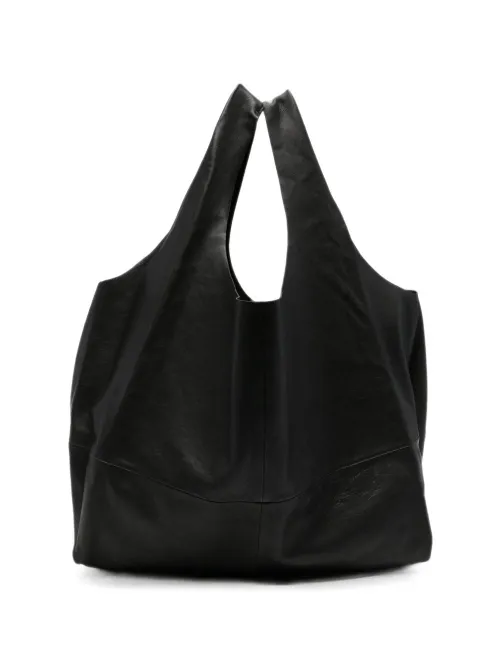 Cortana Slouchy Leather Tote Bag — Black