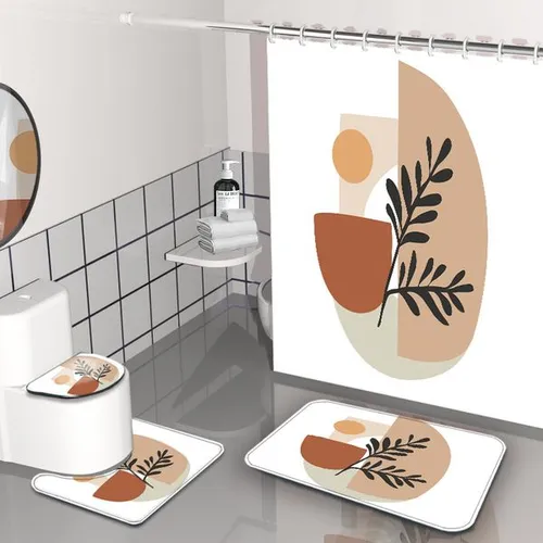 YL-38276 Nordic Minimalist 3D Digital Printed Shower Curtain, Waterproof and Mildew-proof, Bathroom Partition Curtain, Hanging Curtain