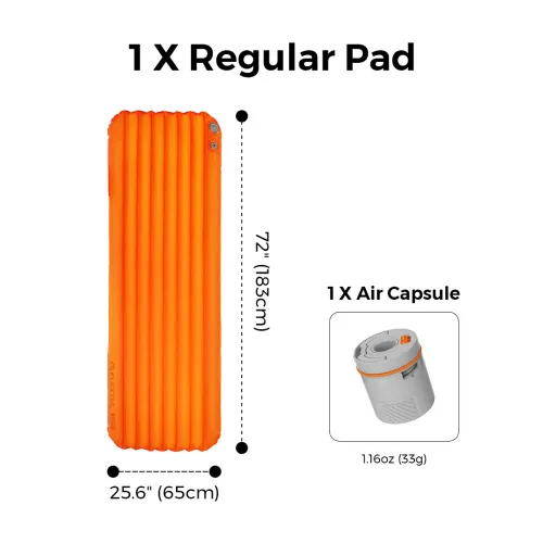 TINY SLEEPING PAD R05 AVS- 5.6 R-Value Lightweight Automatic Inflation Pad - R05 Regular-with pump