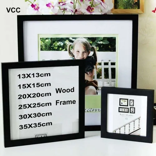 Classic Wooden Square Picture Plexiglass Include Poster Frames For Wall Hanging Family Gift Photo Frame H260310