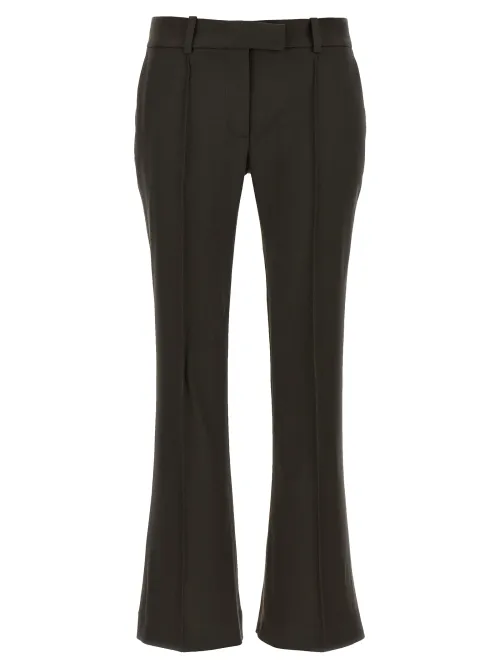 The Attico Virgin Wool Flared Trousers — Brown
