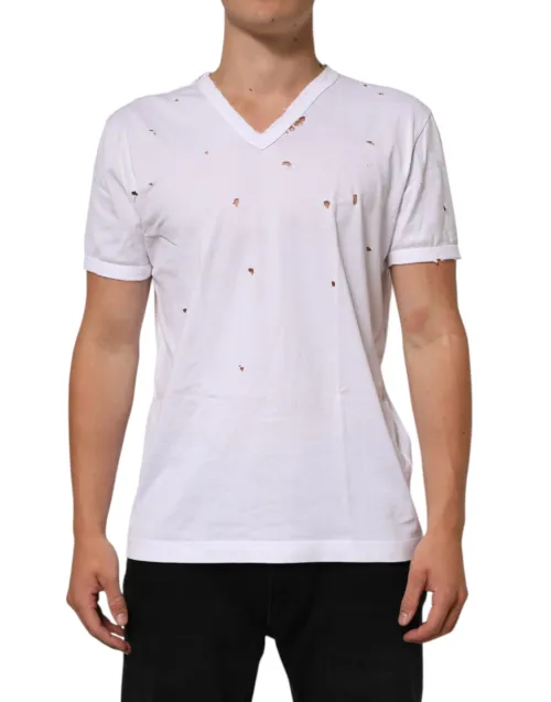 Dolce & Gabbana Distressed Cotton T-Shirt — White