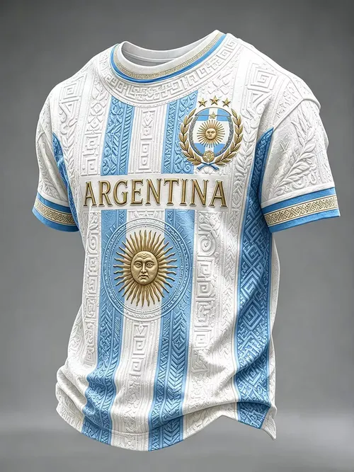 2026 Edition Argentine Fan Football Training T-Shirt - 3D Digital Printing - Comfortable and Breathable - Family Clothing