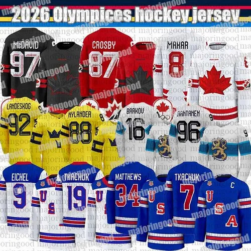 2026 Olympices Jersey #87 Sidney Crosby Canada USA Finland Sweden Team hockey jersey Connors McDavid Auston Matthews Carlsson Nylander Aleksander Barkov jerseys