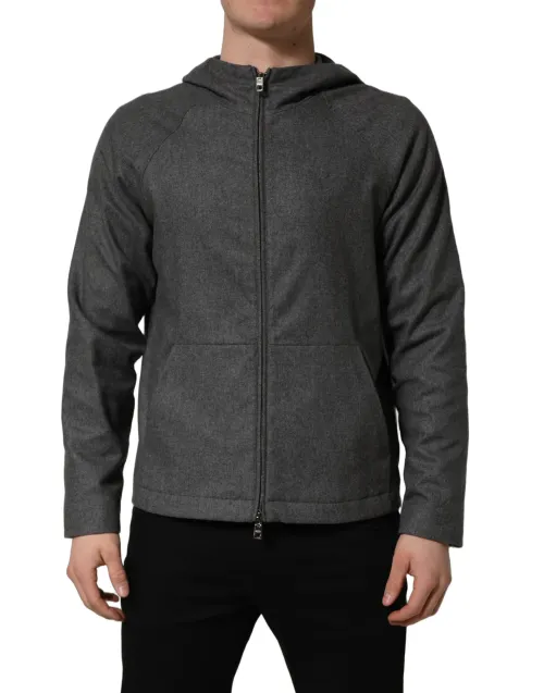 Dolce & Gabbana Cotton Blend Zip Hoodie — Gray